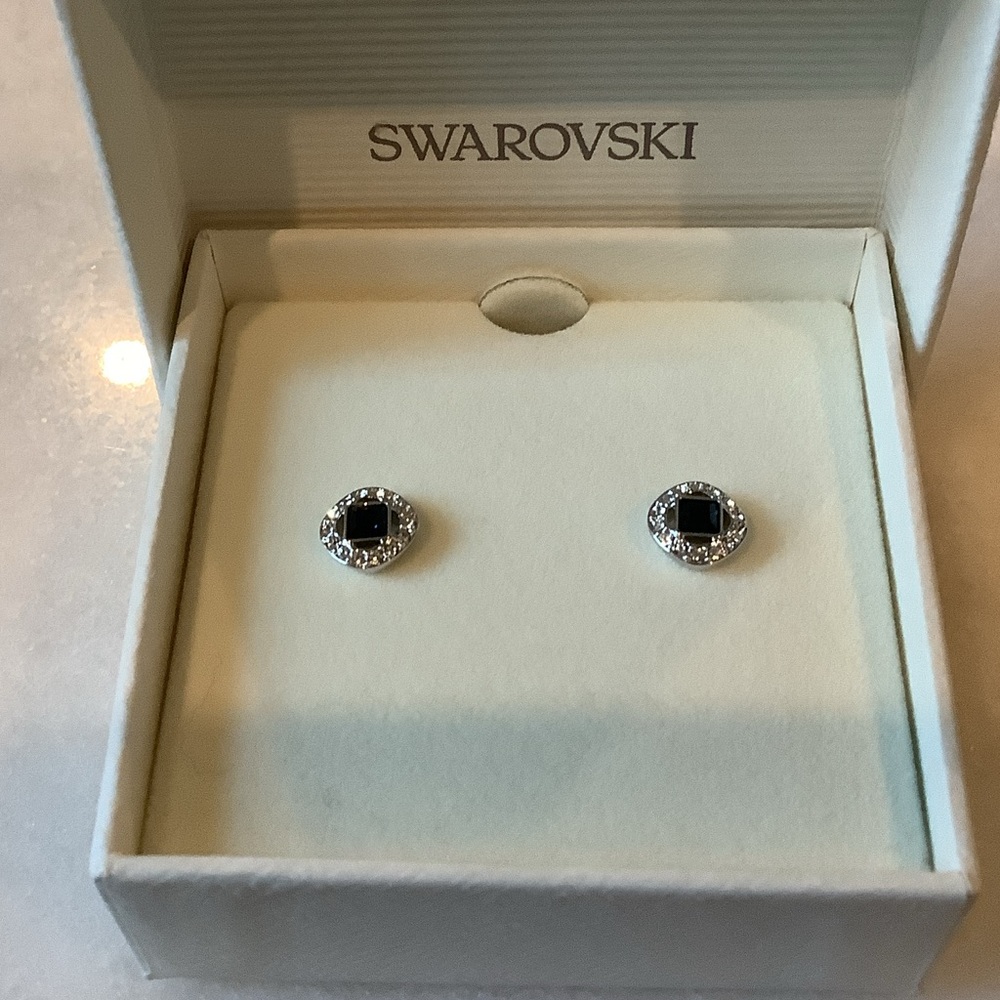 Swarovski Blue and Silver Crystal Earrings, Brand New
